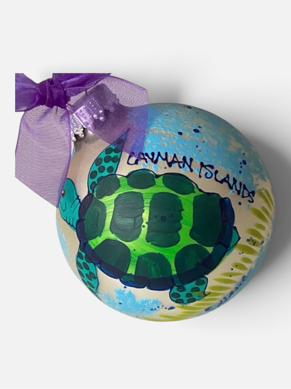 Hand-painted Caribbean Cayman Islands Sea Turtle Christmas Ornament